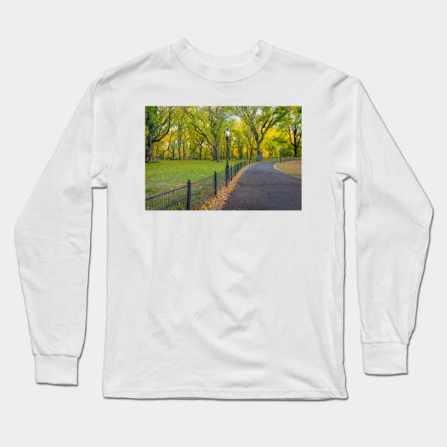 Walking Path Central Park Long Sleeve T-Shirt by andykazie